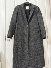 Zara Wool Mix Coat Black And White Herringbone Size M