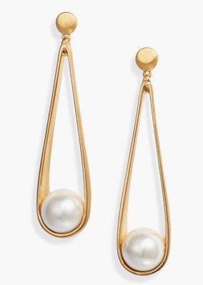 Dean Davidson Ipanema Drop Earrings 22K Gold Plate Pearl 2.25  EUC!