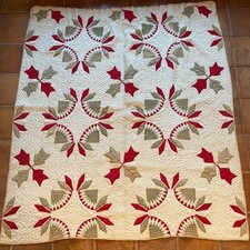 Exquisite Antique Applique Quilt, Missouri Quilt, Leaf Pattern, Heirloom, Folk