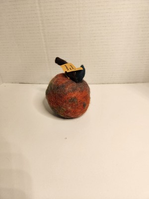 Hand Felted Apple w/Stem Leaves Made in Finland Beautiful Craftsmanship