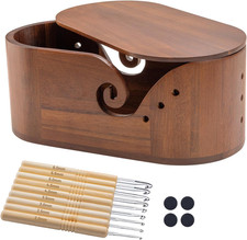 Oval Wooden Yarn Bowl for Crocheting, Large Crochet Yarn Holder, Handmade Croche