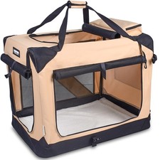 JESPET: Soft Pet Crate 36" - Beige, Dogs  Cats, 70lb Capacity, Folding Kennel