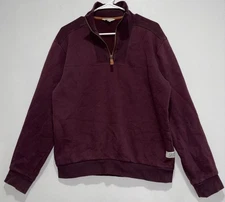 Frye and Co Knit Sweater Burgundy 1/4 Zip Pullover Mens Size Medium