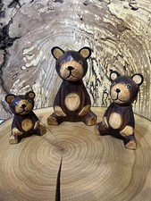 Set of 3 Brown Wooden Bears