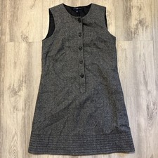 L13 Gap Vintage Women Size 6 Gray Wool Knit Button Up Sleeveless Dress Lined