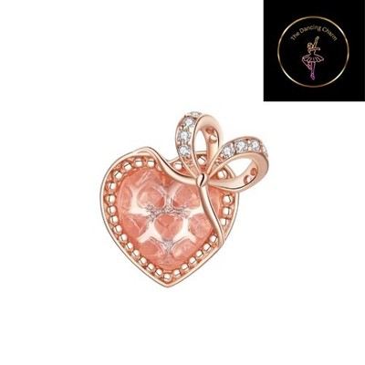   Liebe Herz & Schleife Charm Rosegold Echt 925 Sterling Silber Geschenk 