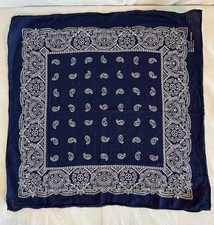 Vintage Navy Blue Paisley Bandana 20x20" All Cotton Fast Color Americana Cowboy