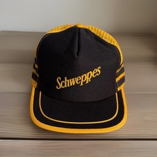 VINTAGE 3stripe Trucker SnapBack Hat Schweppes 1990’s Made In USA