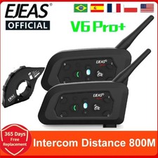 EJEAS V6 Pro Motorcycle Helmet Bluetooth Intercom IP67 6 Rider 800m