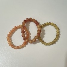 Set of 3 Multicolor Stone Beaded Stretch Round Fashion Bracelets