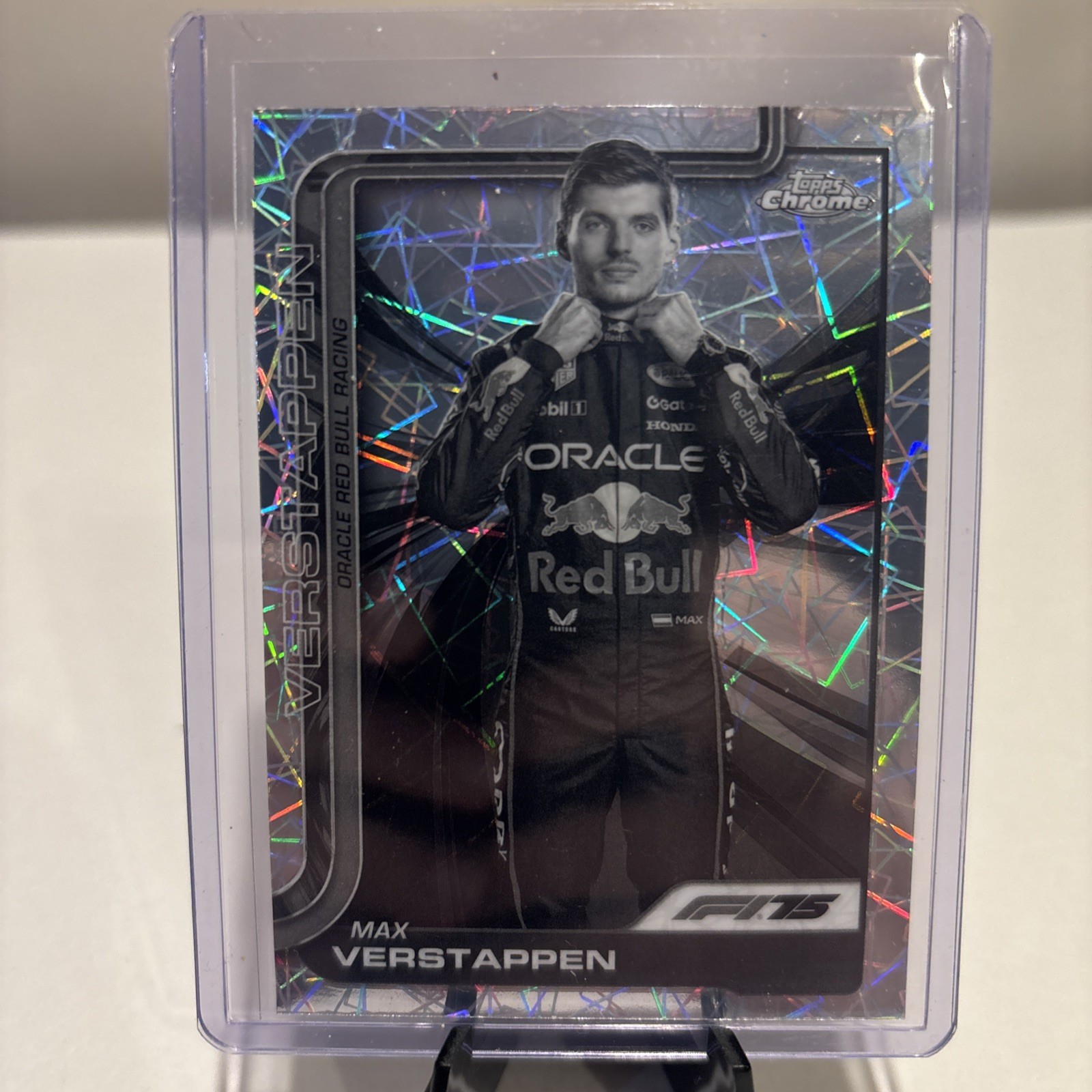 2025 Topps Chrome Formula 1 F1 Max Verstappen Portrait Black & White Lazer #1
