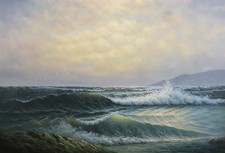 Handgemalt Ölgemälde 60x90 Nordsee Meereslandschaft Öl auf Leinwand Signiert