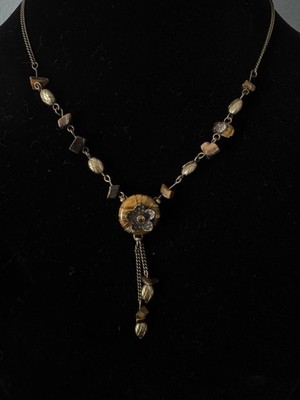Nina Ricci Vintage Tiger Eye Gold Plated Necklace