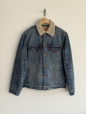 Levi s Sherpa Trucker Jacke Denim 90s Mid Blue honey Fell Fleece Herren Medium