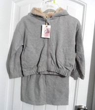 Cute Jessica Simpson girls size 4 gray hooded pants set wide leg full zip NWT