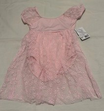 Capezio Dance Ballet Empire Puff Dress Leotard Girls Large NWT Pink Shimmer