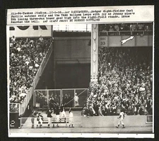 Johnny Mize Towering Home Run 1952 Yankees/Dodgers WS Type #3 Vintage Wire Photo