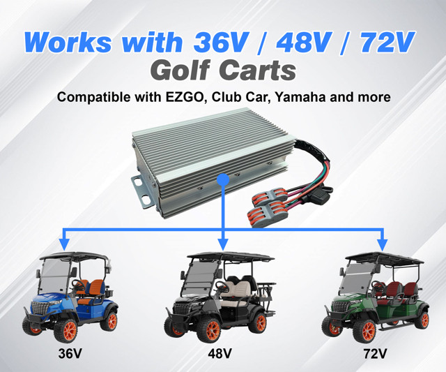 Golf Cart 36/48V to 12V Voltage Reducer Converter For Club Car E-Z-GO Yamaha 30A