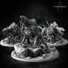 Death Hounds Miniature  (x3 poses) GRIMDARK 32mm scale detailed model UK seller