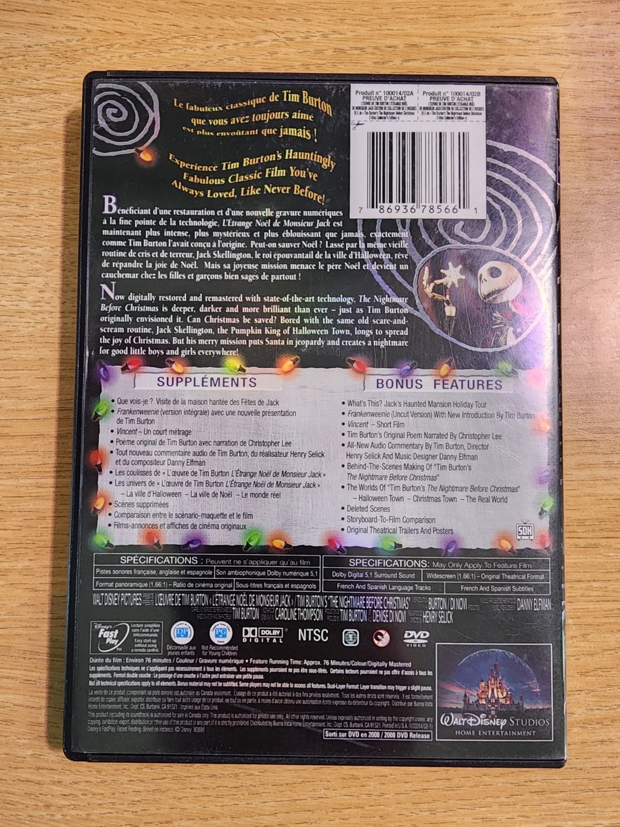 The Nightmare Before Christmas (DVD, 2008, Special Edition