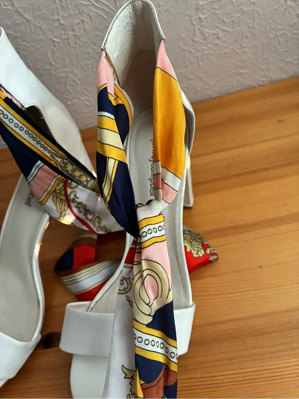 Jeffrey Campbell Lindsay White Satin Scarf Ankle Wrap Tie Sandal Size 10 image 4