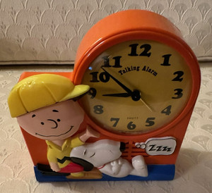 1974 Janex Charlie Brown and Snoopy Alam Clock w/video BEAUTIFUL WORKING