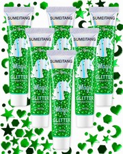 6pcs Green Face Body Glitter Gel,Chunky Holographic Sequins