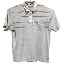 Travis Mathew Polo Shirt Mens Size XL Gray Striped Casual Golf Short Sleeve FLAW