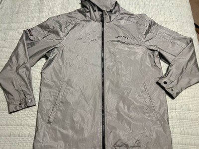 Perry Ellis America Windbreaker Softshell Rain Jacket Mens Hooded L Big Logo