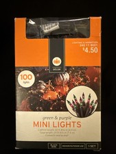 100-Count Green  Purple Mini String Lights Indoor/Outdoor Black Wire 22'8" Long