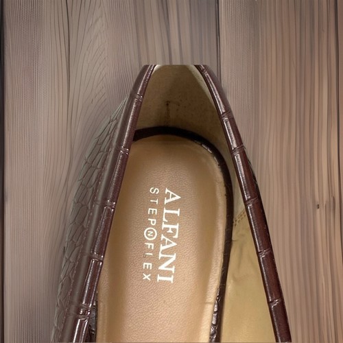 ALFANI Step N' Flex Women's Chocolate Croc Embossed Gayle Slip-On Loafers SZ 11 - Picture 7 of 10