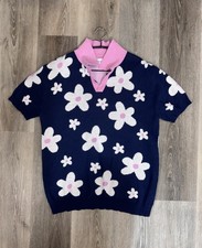 Oxknit Store Sweater 60s  70s Retro Vintage Style Mens XL Pink Blue Flowers