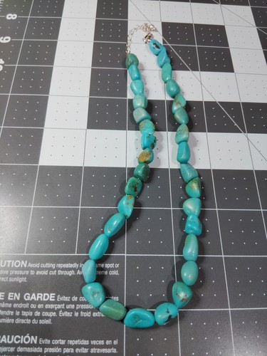 Signed FAS Sterling Silver Turquoise Nugget Necklace