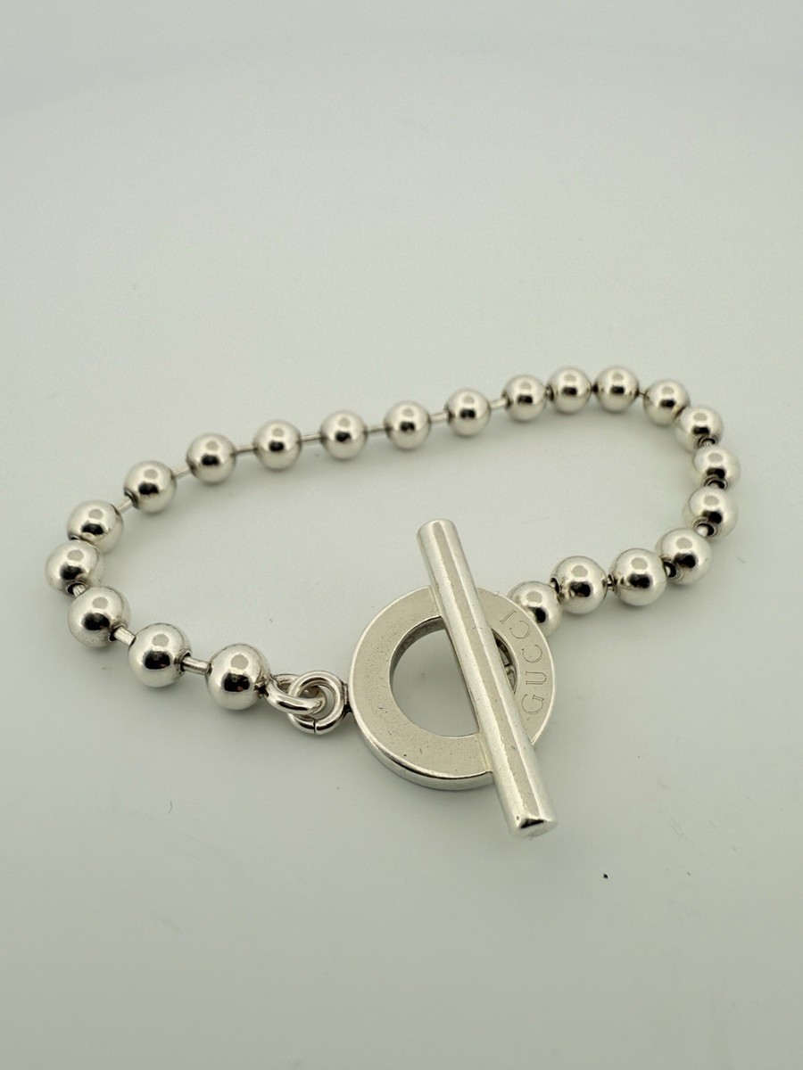 Gucci Boule Circle Bracelet In Sterling Silver Toggle Clasp 7in | eBay