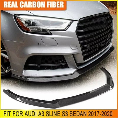 REAL CARBON Fiber Front Bumper Lip Splitter For Audi A3 SLINE S3 Sedan 2017-2020