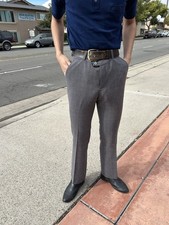 60 70s Vintage Grey Glen Check Slacks Bell Bottom Pants Flare Pants Men  s 28x28