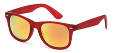 Classic Retro Sunglasses Translucent Red Frame Orange Mirror Lens Unisex