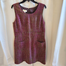 Talbots Womens Dress Size 14 Tweed Plaid Dark Academia Chore Pockets Work 17167x