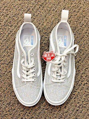 Vans Wafflecup Silver Glitter Sneakers Womens Size 8 Shoes Sparkle Shine NWT
