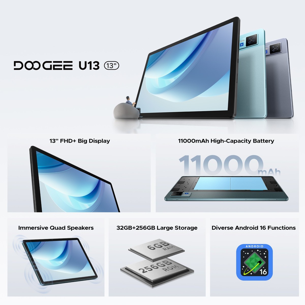 DOOGEE U12/U13 12/13inch Tablet with Gemini AI Android 16 Tablet