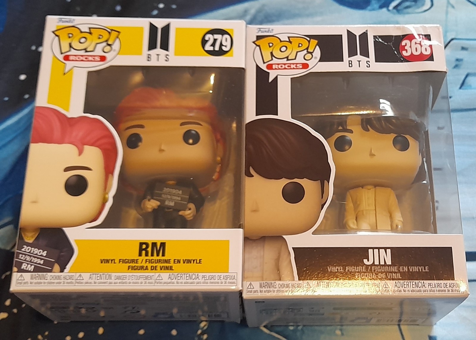SET OF 2 FUNKO POP! ROCKS - BTS #279 RM (BUTTER) & #368 JIN (PROOF) - VINYL FIGS