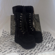 Demonia Bear 202 Black Faux Suede Mid-Calf Pl...
