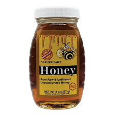 Nature Part 100 Pure, Raw and Unfiltered Honey 8 oz Glass Jar