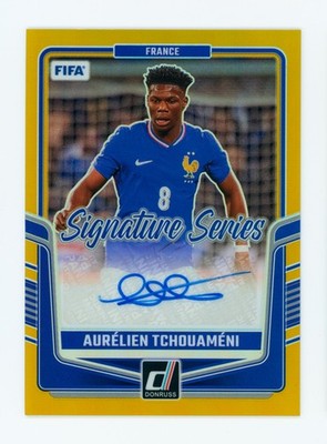 2024-25 Aurelien Tchouameni Panini Donruss FIFA Gold France Autographed 5/10