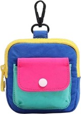 2 Pack Pink Blue Canvas Mini Backpack Coin Purse Key Chain Wallet Zipper Pouch