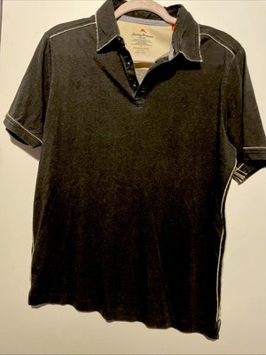 TOMMY BAHAMA Polo Shirt Men s Smal Black Island Crafted Pima Cotton Short Sleeve