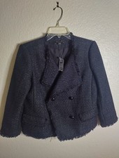 NWT Ann Taylor black tweed Double Breasted blazer Sz 6P