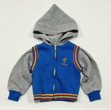 Vintage 80s Fleece Hooded Track Jacket Full Zip Toddler Size 2T BabyGro READ