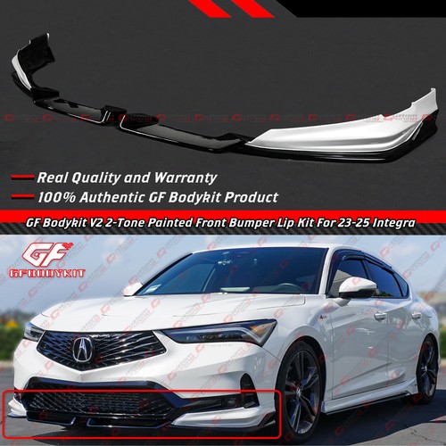 For 23-26 Acura Integra GF Bodykit V2 Pearl White Black Front Bumper Lip Spoiler