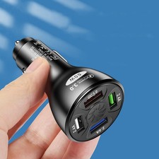 1pc 4 Ports Usb Phone Charger Adapter Led Display Qc3.0 Charging Car Accessories 1pc 4 Ports Usb Phone Charger Adapter Led Display Qc3.0 Charging Car Accessories